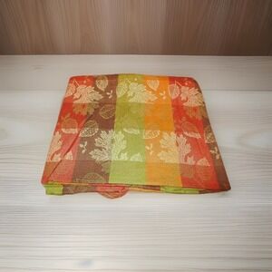 Jacquard Patchwork Fabric Tablecloth Oval 60" x 84" Autumn Leaves Tapestry NEW